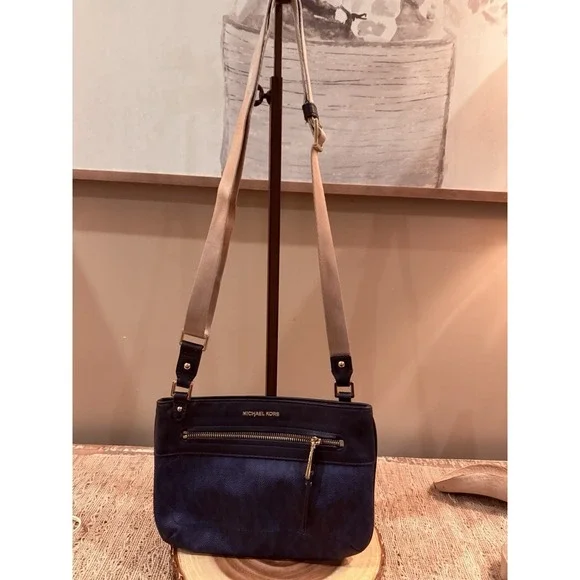 Michael Kors Jet Set Sport Logo Bag Crossbody File Zipper Baltic Blue - Picture 5 of 11